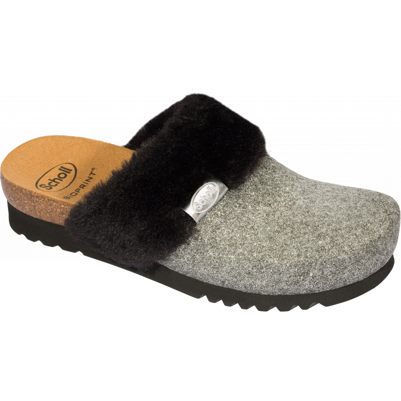 JILL (F) Felt + Synthetic Fur Black/Silver