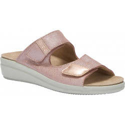 VARIGOTTI 2 STRAPS (F) LEATHER - PRINTED SUEDE ANTIQUE PINK
 Pointure-36