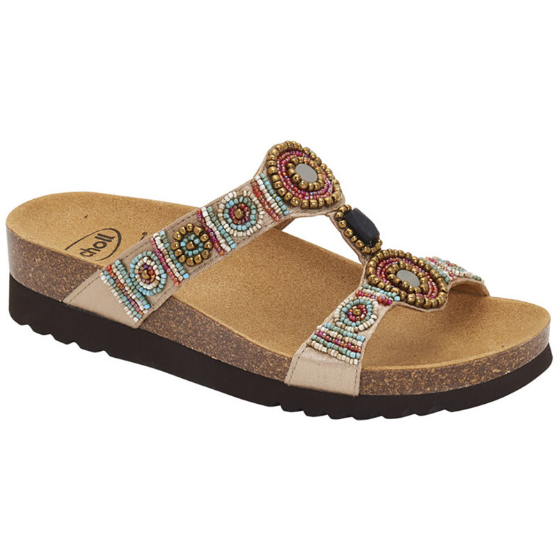 PACK 6 NEW BOGOTA' WEDGE (F) TEXTILE - SATIN TAUPE/MULTI