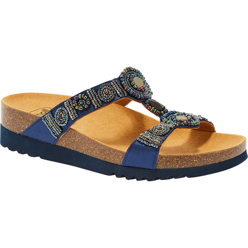 PACK 6 NEW BOGOTA' WEDGE (F) TEXTILE - SATIN DARK BLUE/MULTI