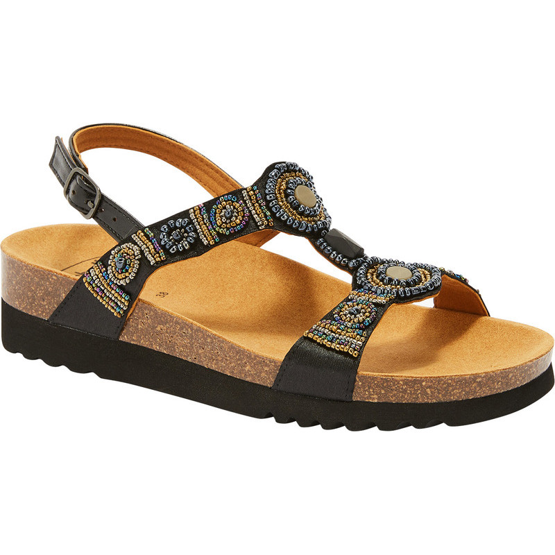 PACK 4 BOGOTÁ SANDAL (F) TEXTILE - SATIN BLACK/MULTI